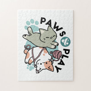 Pooten en Spelen – Schattige Kat Illustratie Legpuzzel