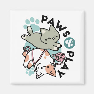 Pooten en Spelen – Schattige Kat Illustratie Magneet