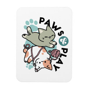 Pooten en Spelen – Schattige Kat Illustratie Magneet