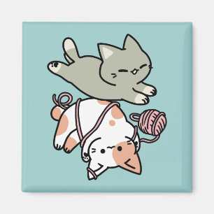 Pooten en Spelen – Schattige Kat Illustratie Magneet