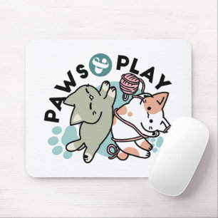 Pooten en Spelen – Schattige Kat Illustratie Muismat