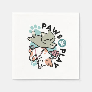 Pooten en Spelen – Schattige Kat Illustratie Servet