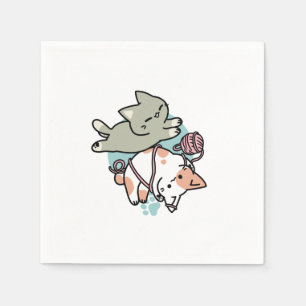 Pooten en Spelen – Schattige Kat Illustratie Servet