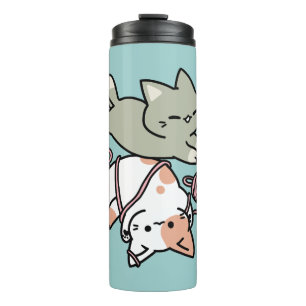Pooten en Spelen – Schattige Kat Illustratie Thermosbeker