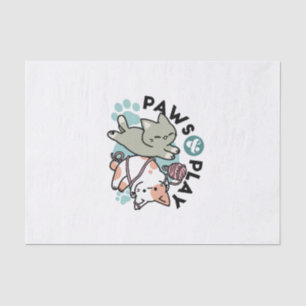 Pooten en Spelen – Schattige Kat Illustratie Tissuepapier