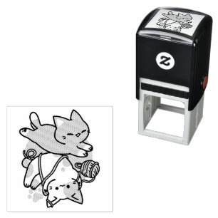 Pooten en Spelen – Schattige Kat Illustratie Zelfinktende Stempel