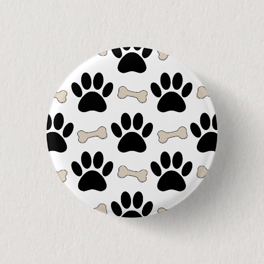Pootjes En Botjes Patroon Hond Ronde Button 3,2 Cm (Voorkant)