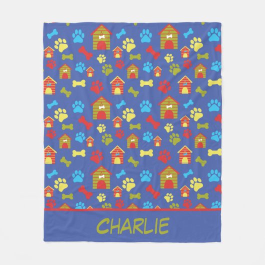 Pootjes en Botten Blue Dog's Fleece Deken (Voorkant)