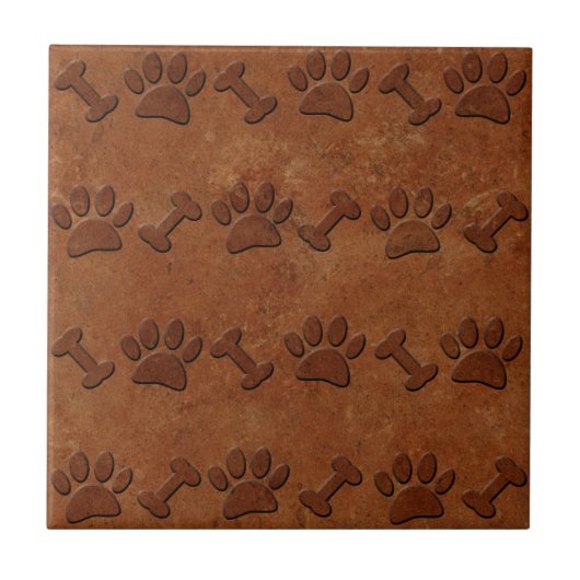 Pootjes en Botten Patroon Faux Terracotta Print Tegeltje (Voorkant)