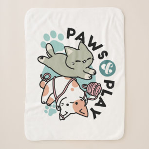 Pootjes en Spelen – Schattige Kat Illustratie Sherpa Deken
