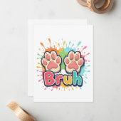 Pootjes hond borstel kleur splash notitiekaartje (Voorkant / Achterkant in situ)