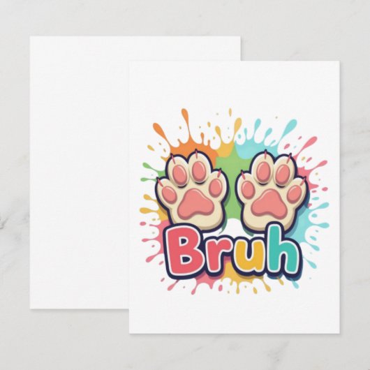 Pootjes hond borstel kleur splash notitiekaartje (Voorkant / Achterkant)