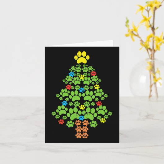 Pootjes Kerstboom Hond of Kat met Santa Lights F Kaart (Gele Bloem)