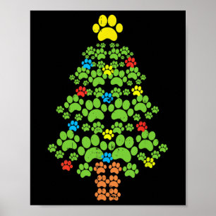 Pootjes Kerstboom Hond of Kat met Santa Lights F Poster