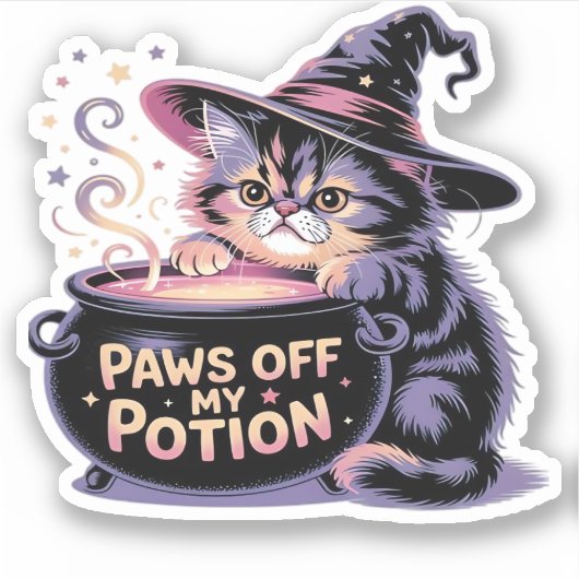 Pootjes van mijn drankje, Kawaii Halloween Witch C Sticker (Voorkant)