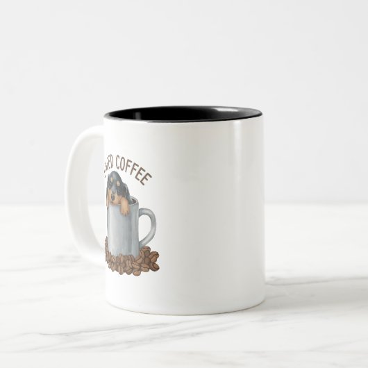 Pootjes van mijn koffie-Sleepy pup Edition Tweekleurige Koffiemok (Voorkant links)