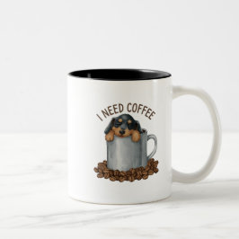 Pootjes van mijn koffie-Sleepy pup Edition Tweekleurige Koffiemok