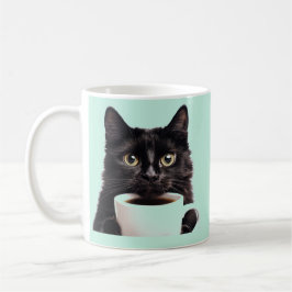 Pootjes van mijn koffie, zwarte kat, munt kleur, a koffiemok
