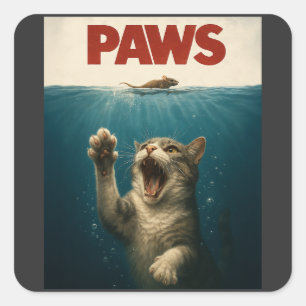 Pootparodie Kat Jaagt Op Een Schattige Bange Muis Vierkante Sticker