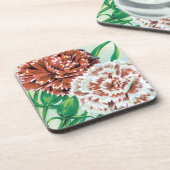  pootpastekunst, Pinks carnenbloemen Bier Onderzetter (Linkerzijde)