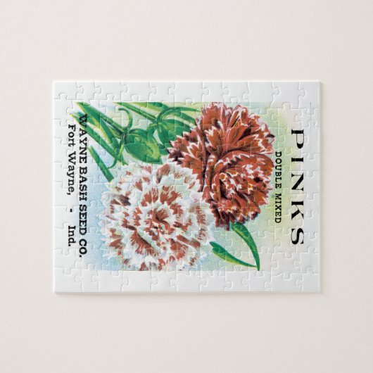  pootpastekunst, Pinks carnenbloemen Legpuzzel (Horizontaal)