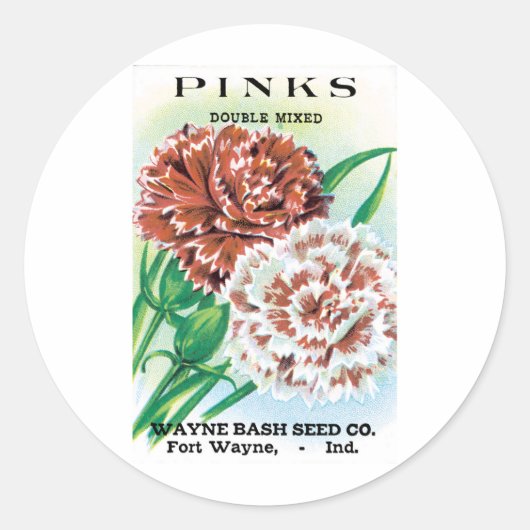 pootpastekunst, Pinks carnenbloemen Ronde Sticker (Voorkant)