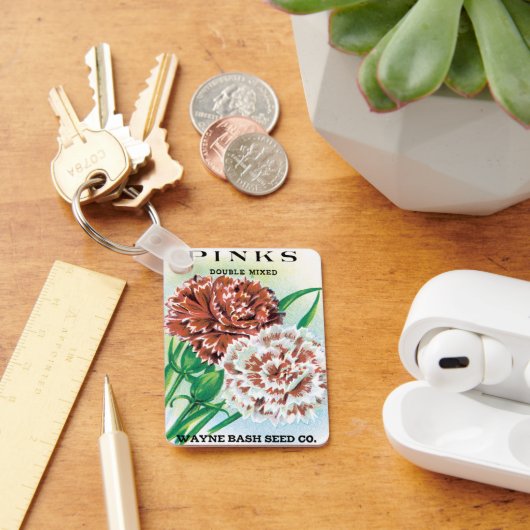  pootpastekunst, Pinks carnenbloemen Sleutelhanger (Bureau)