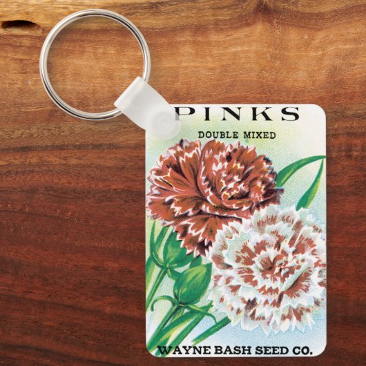  pootpastekunst, Pinks carnenbloemen Sleutelhanger (Voorkant)