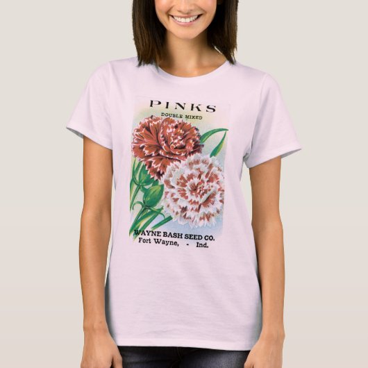  pootpastekunst, Pinks carnenbloemen T-shirt (Voorkant)