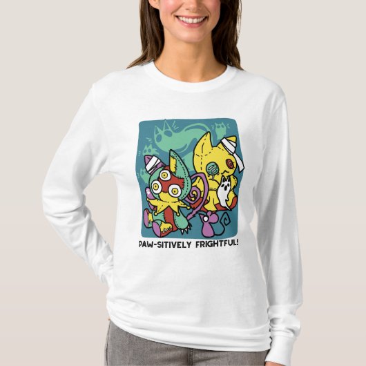 Pootpositief Vreselijk | Monstieuze Katten Hallowe T-shirt (Voorkant)
