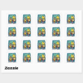 Pootpositief Vreselijk | Monstieuze Katten Hallowe Vierkante Sticker (Vel)