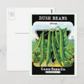  pootverpakkingslabeling kunst, Struik boon Veggie Briefkaart (Voorkant / Achterkant)