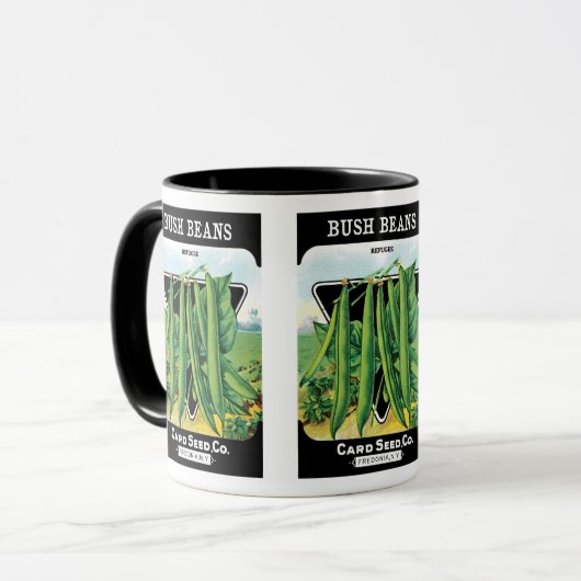 pootverpakkingslabeling kunst, Struik boon Veggie Mok (Voorkant links)