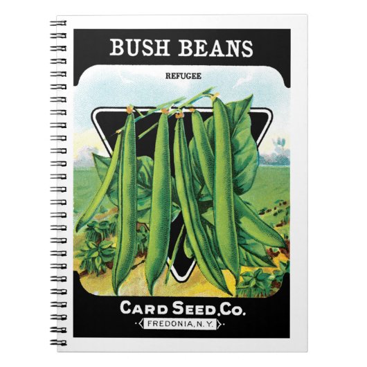  pootverpakkingslabeling kunst, Struik boon Veggie Notitieboek (Voorkant)