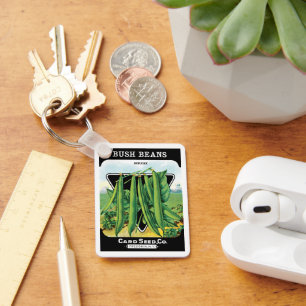  pootverpakkingslabeling kunst, Struik boon Veggie Sleutelhanger