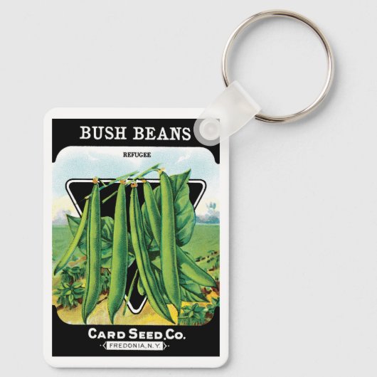  pootverpakkingslabeling kunst, Struik boon Veggie Sleutelhanger (Achterkant)