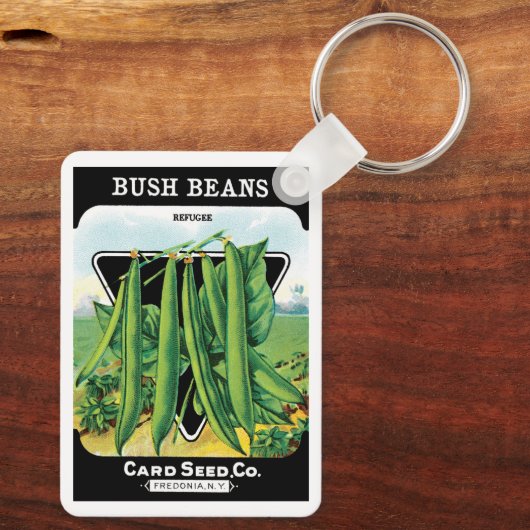  pootverpakkingslabeling kunst, Struik boon Veggie Sleutelhanger (Achterkant)