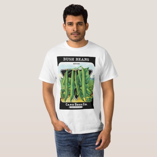  pootverpakkingslabeling kunst, Struik boon Veggie T-shirt (Voorkant volledig)