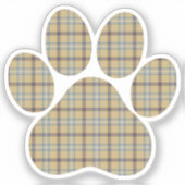 Pootvorm Geruit Tan Hond Kat Sticker (Voorkant)