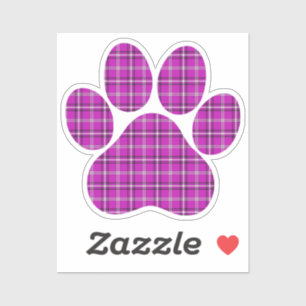 Pootvorm Plaid Roze Paars Kat Hond Sticker