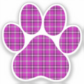 Pootvorm Plaid Roze Paars Kat Hond Sticker (Voorkant)