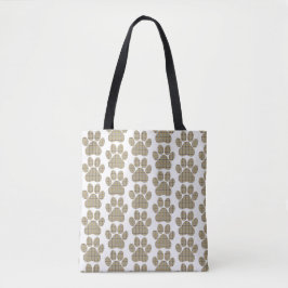Pootvorm Schotse Ruit Lichtbruine Hond Kat Tote Bag
