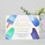 Pop aan over en koel | Populaire kinderen Birthday Folie Uitnodiging (Staand Voorkant)