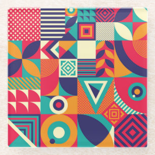 Pop abstracte geometrische vormen, naadloos patroo glazen onderzetter