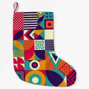 Pop abstracte geometrische vormen, naadloos patroo kleine kerstsok