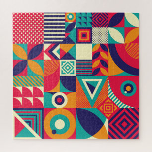Pop abstracte geometrische vormen, naadloos patroo legpuzzel