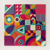 Pop abstracte geometrische vormen, naadloos patroo legpuzzel (Horizontaal)