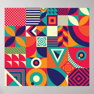 Pop abstracte geometrische vormen, naadloos patroo poster