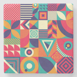 Pop abstracte geometrische vormen, naadloos patroo stenen onderzetter