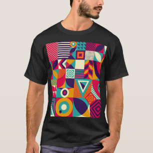 Pop abstracte geometrische vormen, naadloos patroo t-shirt